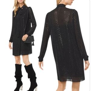 MICHAEL Kors Georgette Tie-Neck Shirt Dress MK